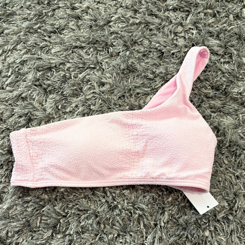Pink One-Shoulder Bikini Top